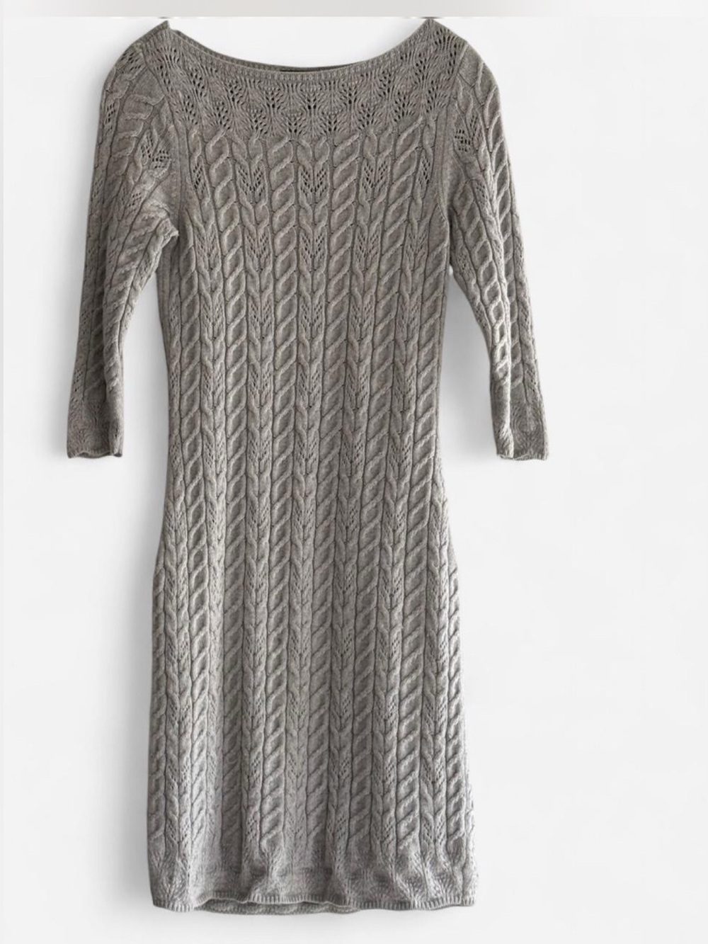 Lauren Ralph Lauren Gray Cable Knit Sweater Dress S/P